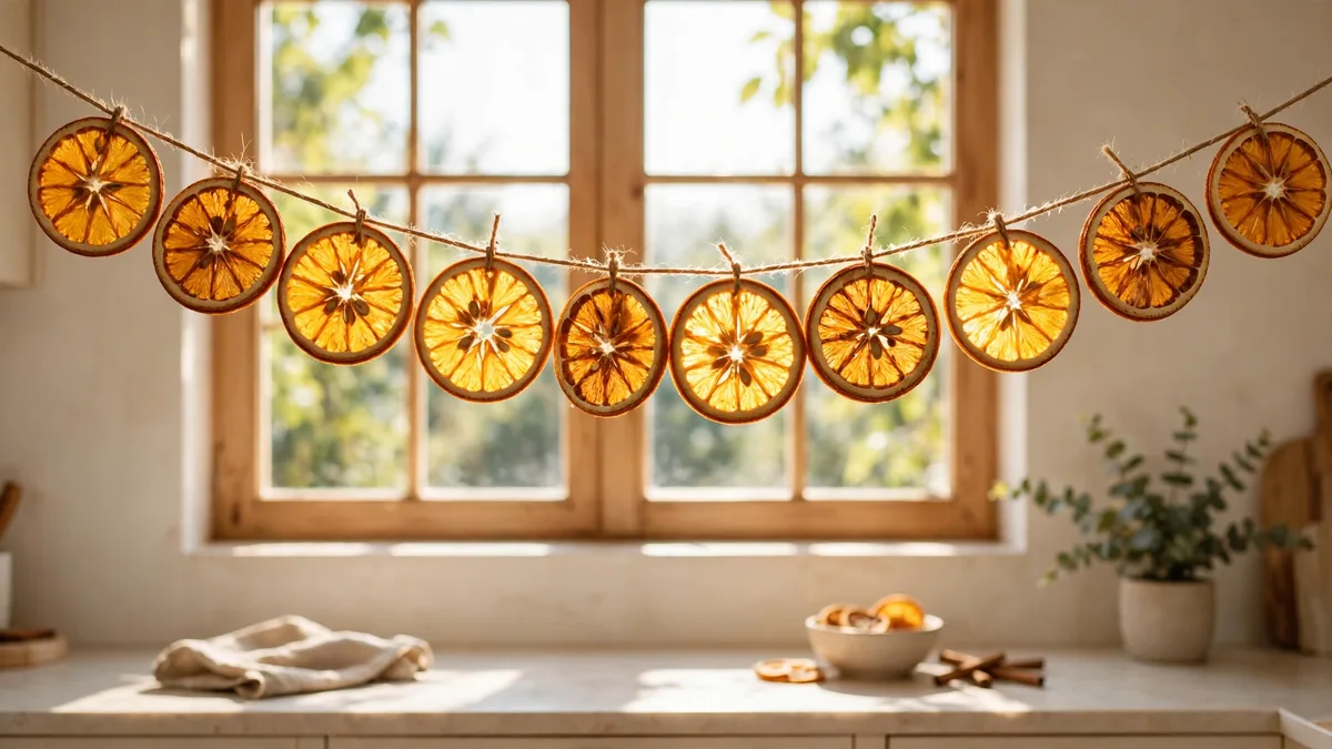 11. Dried Orange Slice Garland in a Window