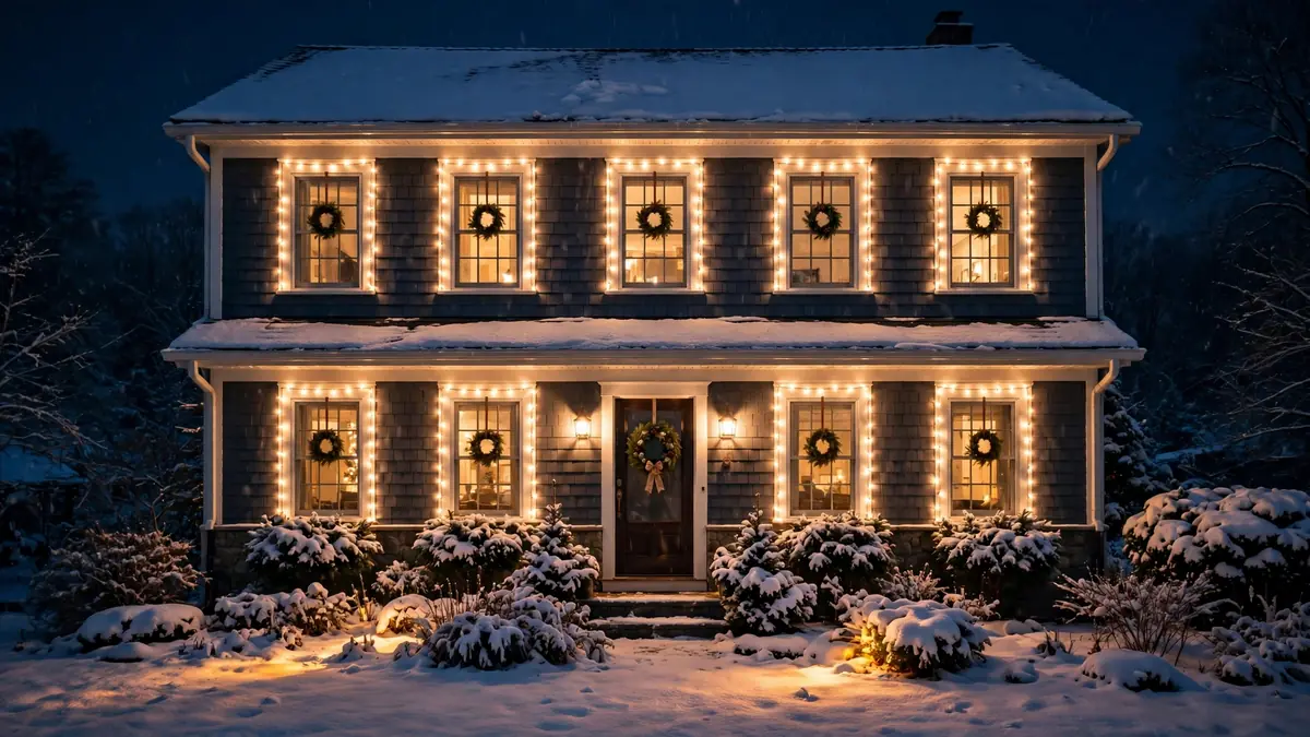 11. Window Frames Wrapped in Lights