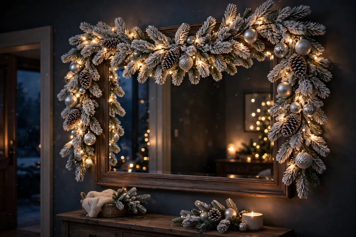 12. Frosted Garland With Warm Lights