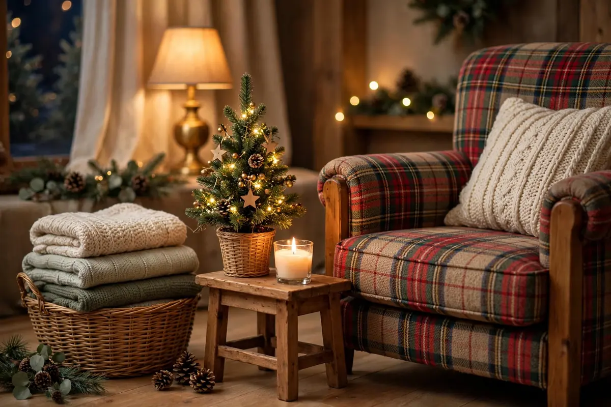 12. Plaid Armchair Corner Vignette