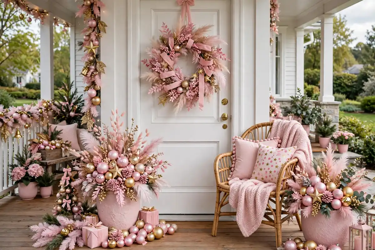 12. Pink Christmas Porch Twist