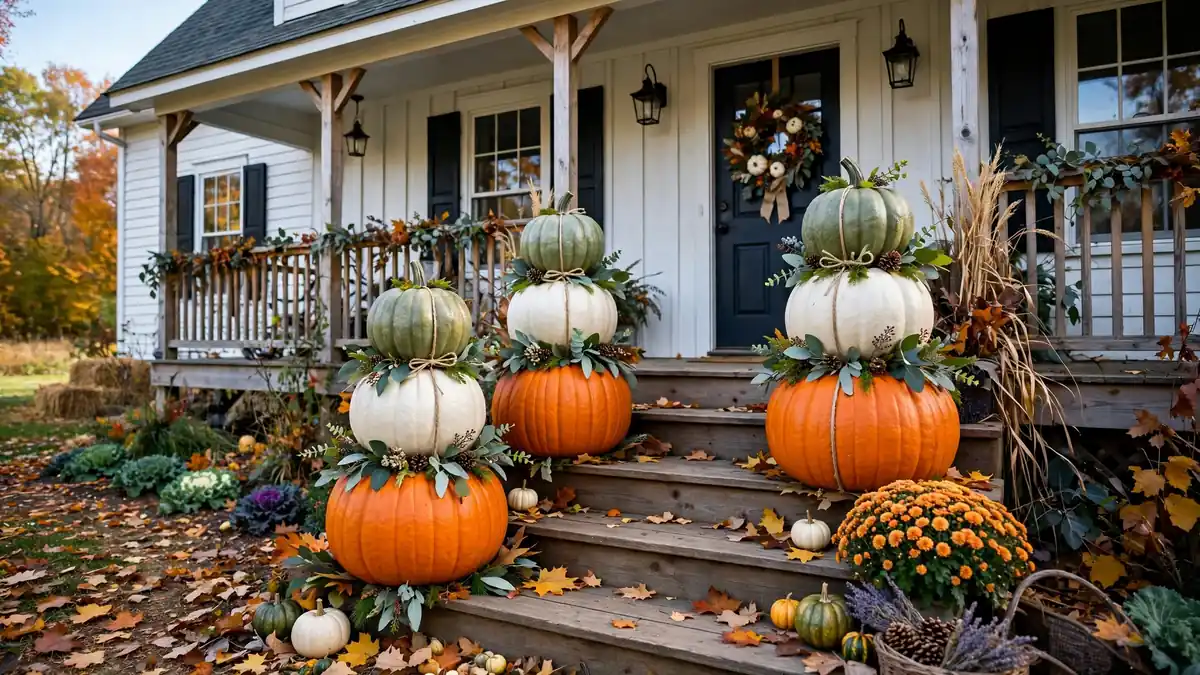 12. Pumpkin Stacks on the Steps