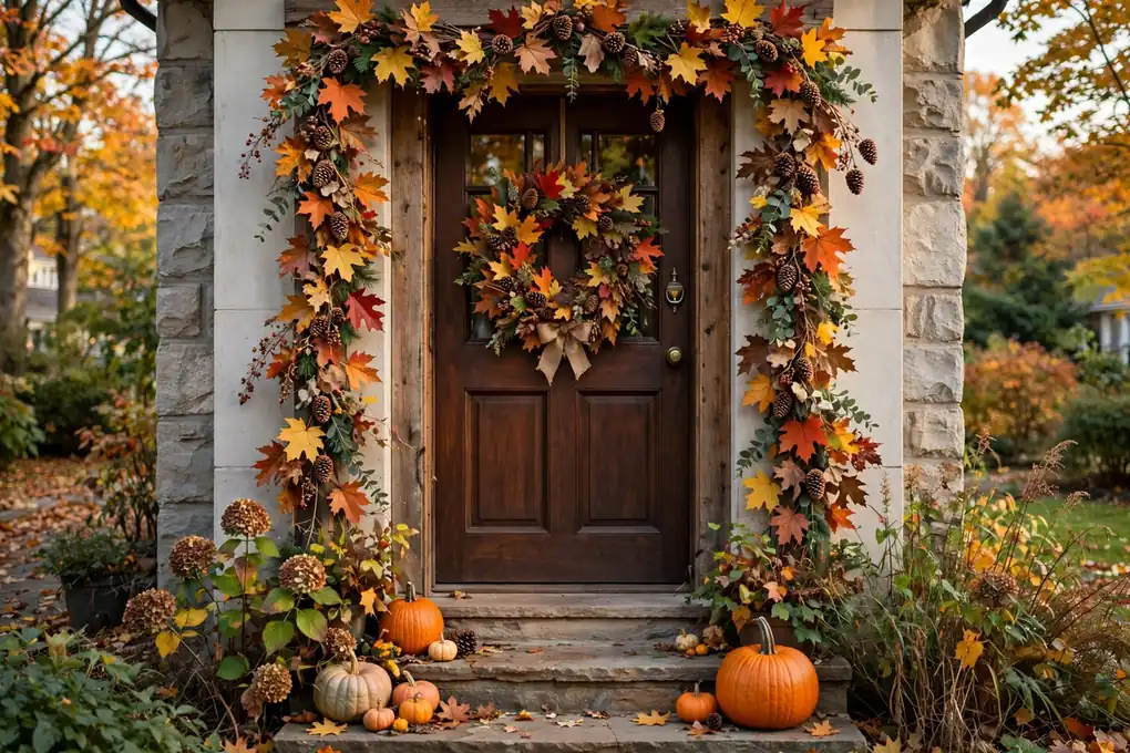 12. A Fall Garland Around the Door Frame