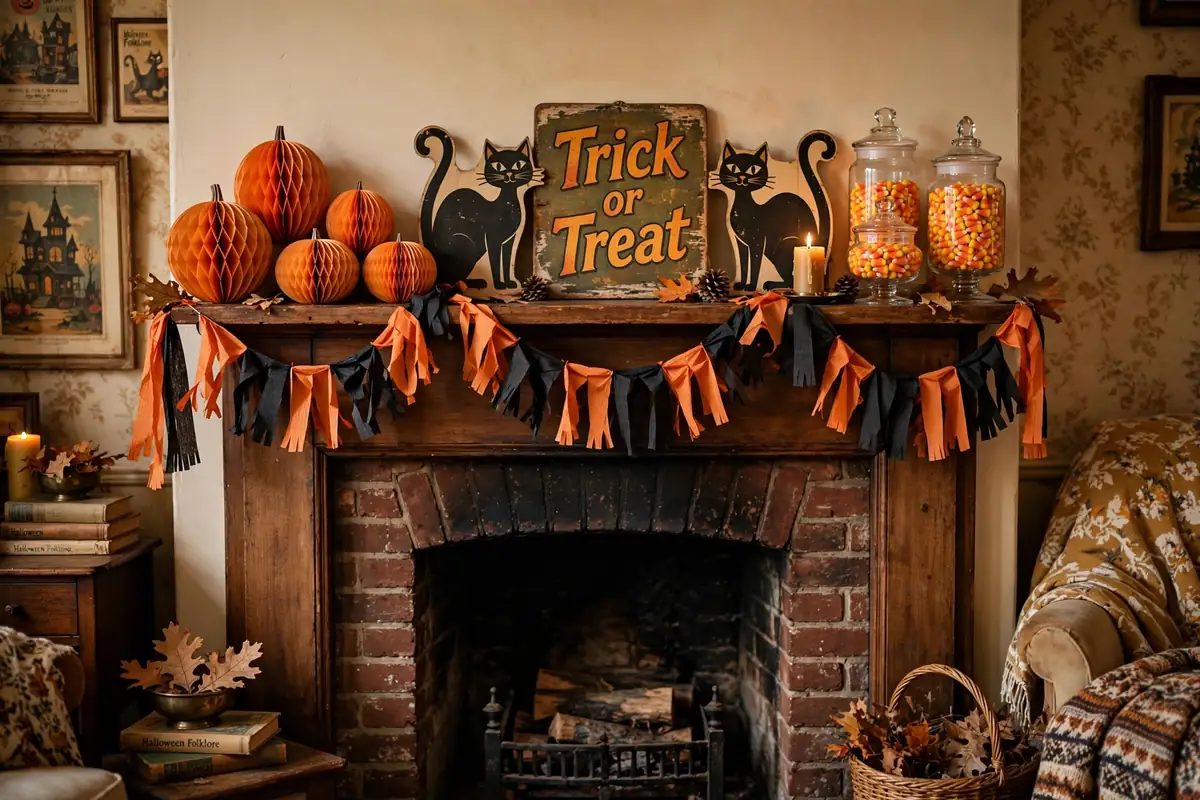 12. Vintage Halloween Mantel