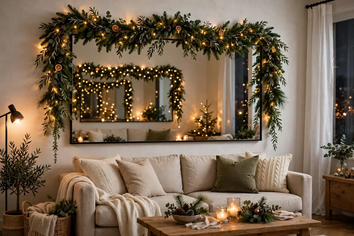 13. Garland Over Mirror Or TV
