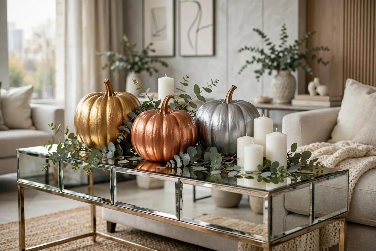 13. Metallic Spray-Painted Pumpkins