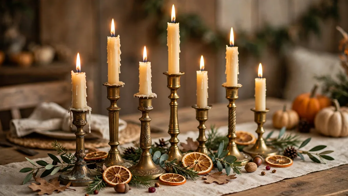13. Mixed Vintage Brass Candlesticks