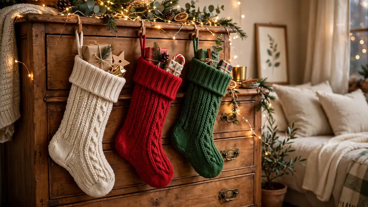 14. Drape Stockings on the Dresser or Bedposts