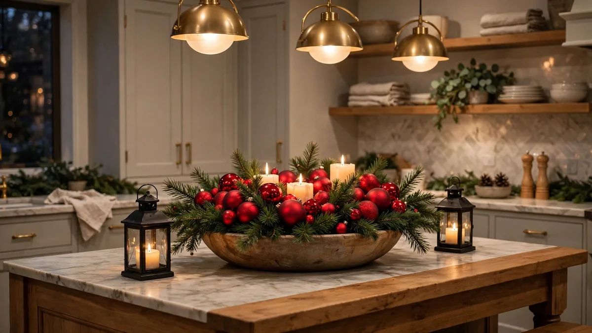 14. Center the Island With a Dough Bowl Display