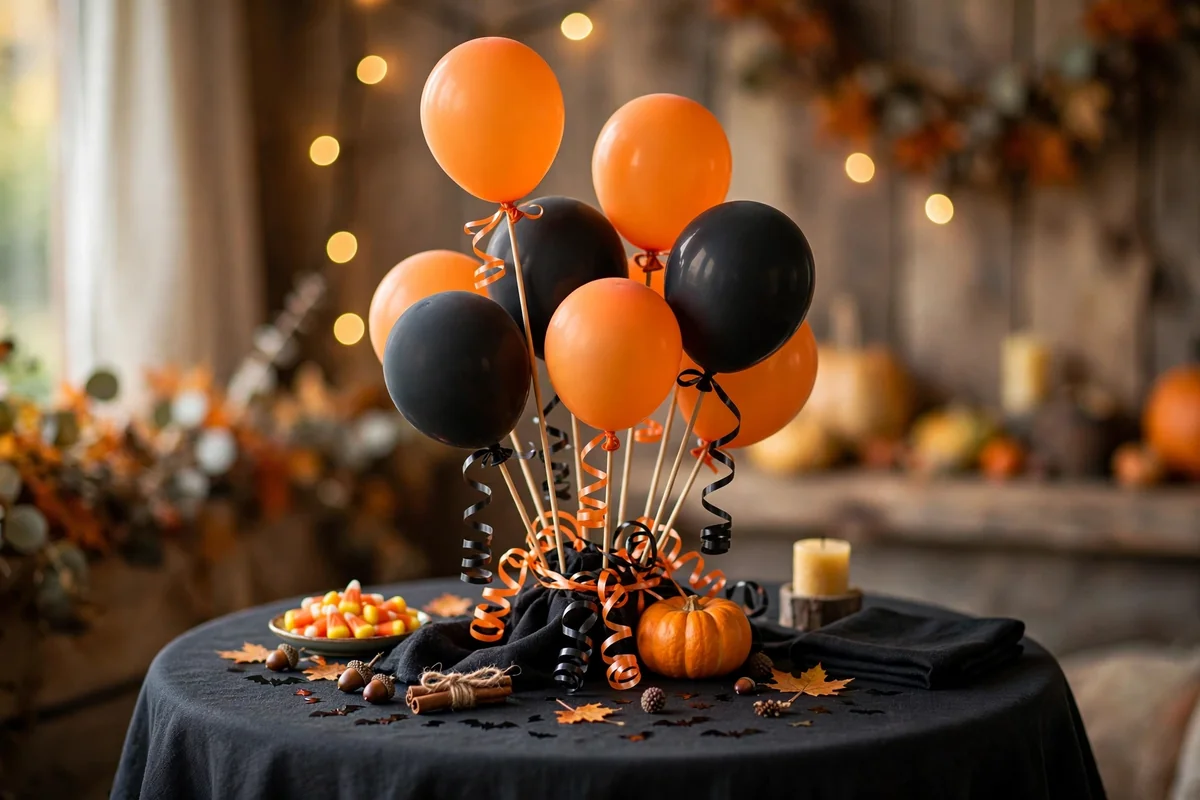14. Style a Black-and-Orange Balloon Table