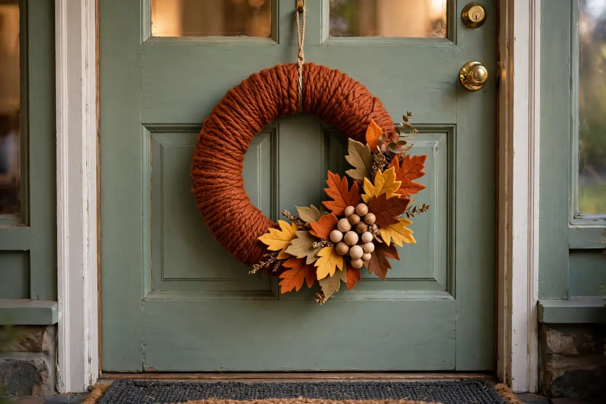 14. Yarn Wrapped Cozy Wreath