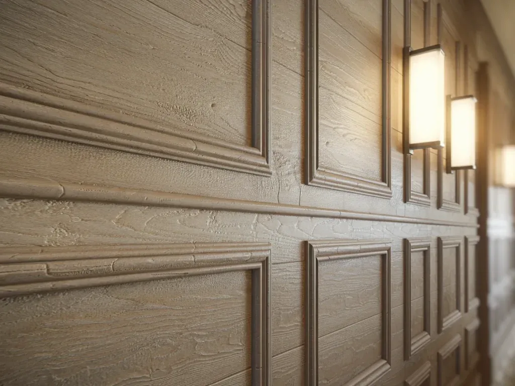 Close-up of hallway wall paneling texture