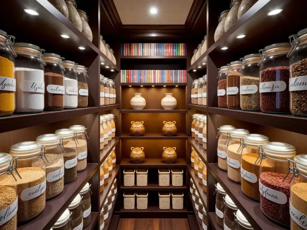 Pantry with eye-level daily-use zone showing oils