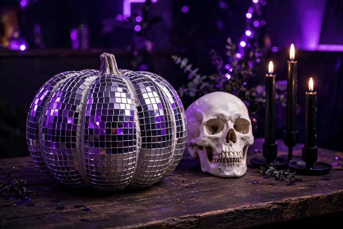 1. Mirror Ball Pumpkin Centerpiece