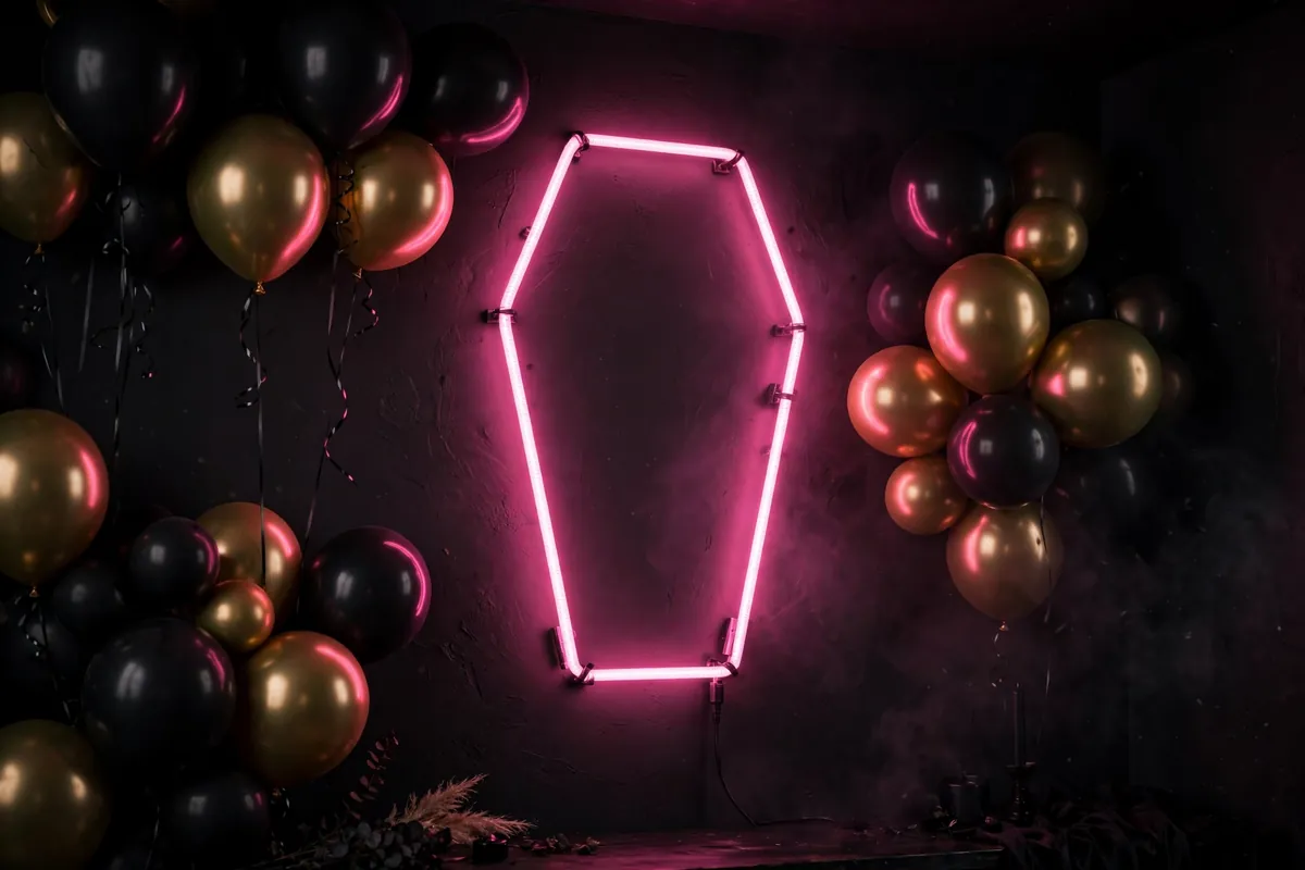 5. Neon Coffin Photo Booth