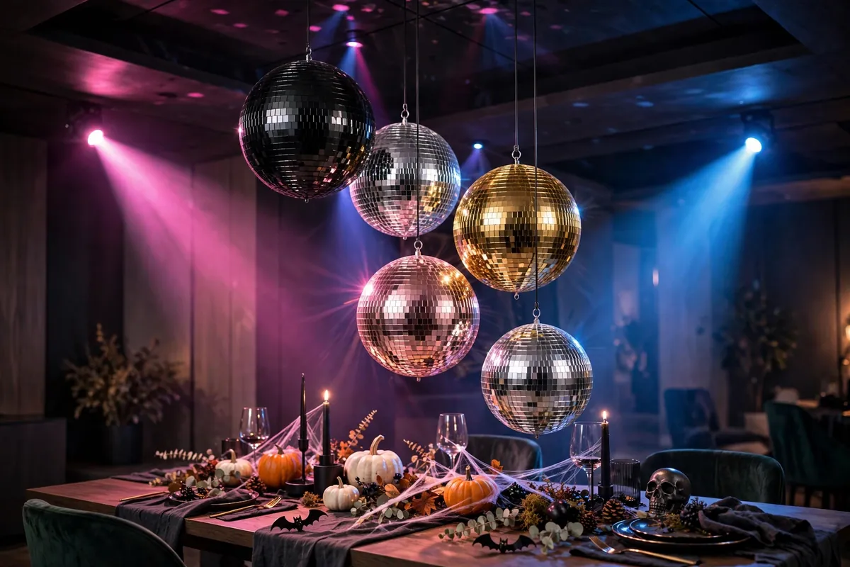 13. Rainbow Disco Ball Cluster Chandelier
