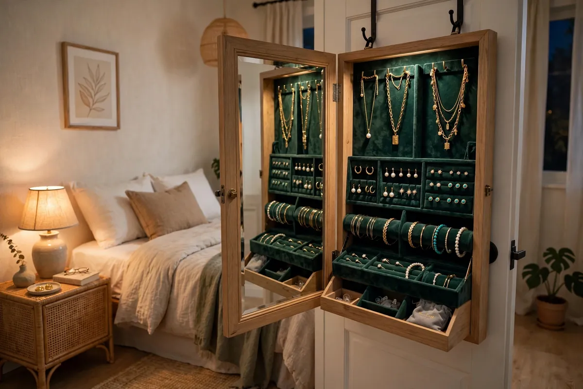 8. Over-The-Door Jewelry Armoire With Mirror