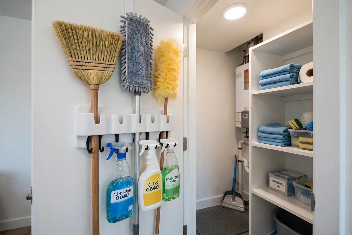 11. Broom And Mop Holder For The Utility Closet