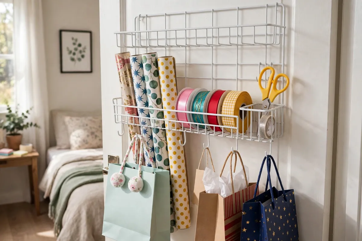 15. Gift Wrap And Craft Station On A Spare Door